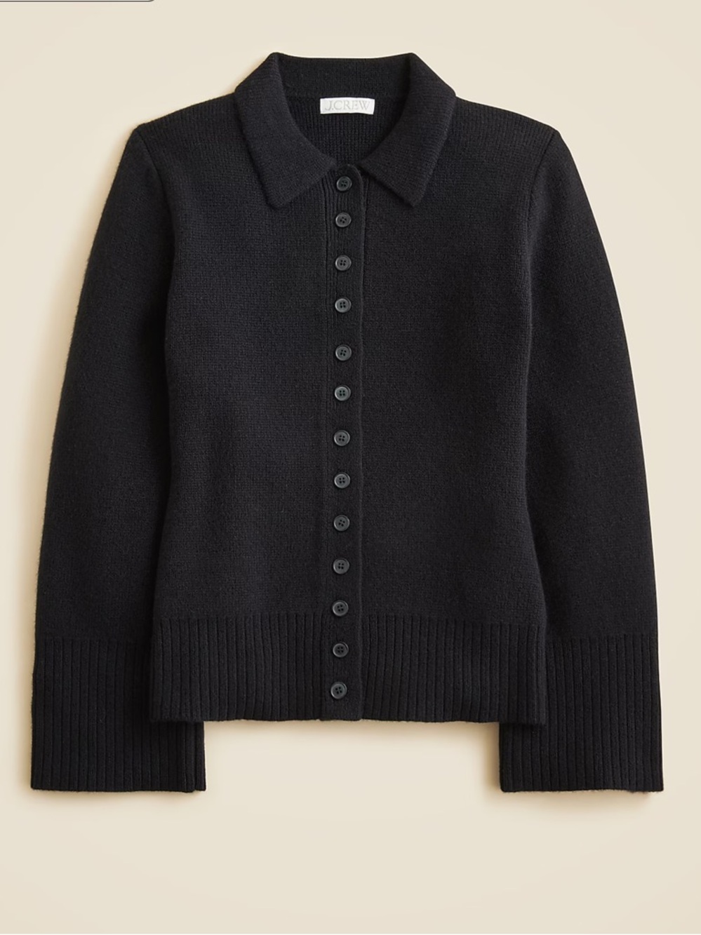 NWT Black  J. Crew Milano-Stitch Cinched-Waist Cardigan 💯% Lambswool - Picture 2 of 9